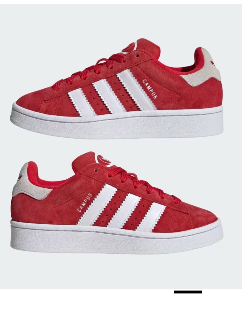 adidas Kids Campus Suede Sneakers in Red and White